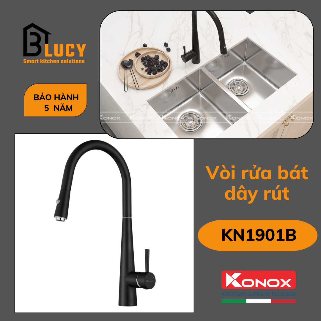 Vòi rửa bát dây rút Konox KN1901B